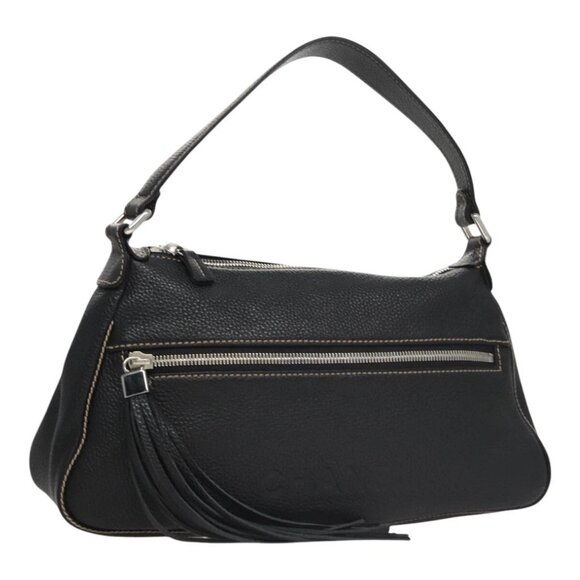 CHANEL Shoulder Bag Grained Calf Skin Black CC - Picture 1 of 16